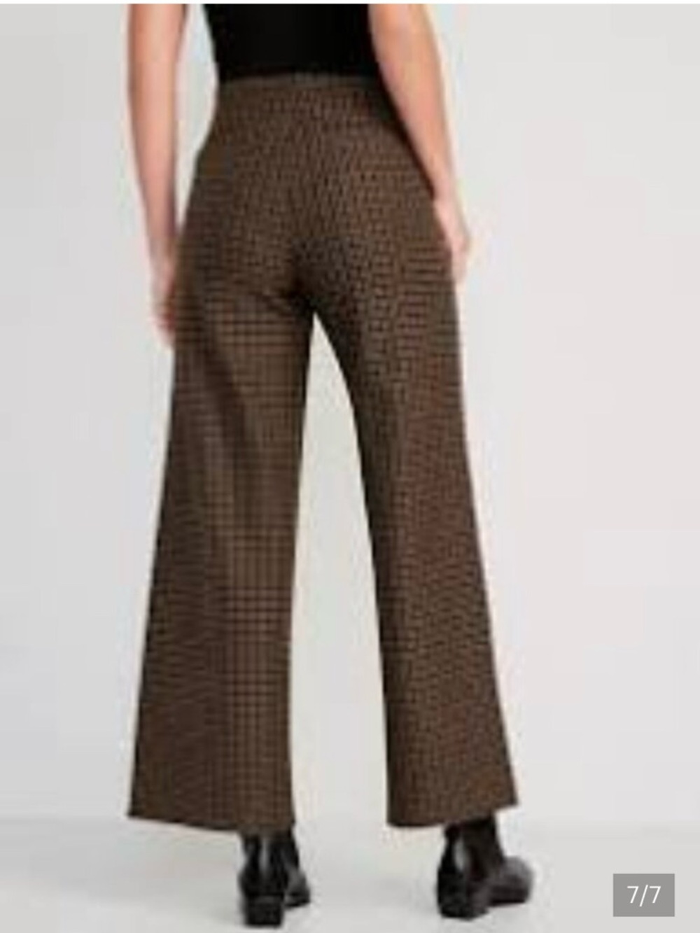Old Navy Gold Brown Houndstooth Pixie Wideleg - Picture 2 of 9